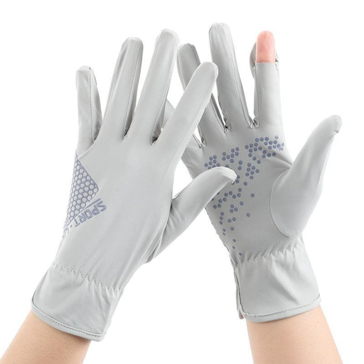 1pair Driving Sunscreen Anti-ultraviolet Thin Summer Ice Silk Dew Finger Non-slip Riding Gloves Free Size(Smoke Gray) - Safety Gloves by PMC Jewellery | Online Shopping South Africa | PMC Jewellery