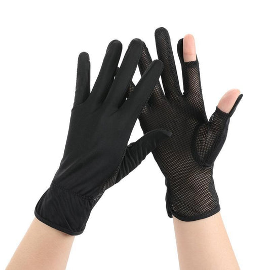 1pair Summer Sunscreen Breathable Thin Anti-ultraviolet Finger Fishing Ice Silk Gloves Free Size(Cloud Black) - Safety Gloves by PMC Jewellery | Online Shopping South Africa | PMC Jewellery | Buy Now Pay Later Mobicred