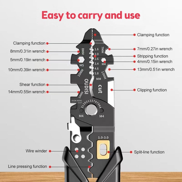 25 In 1 Electrician Multipurpose Wire Stripper(Black) - Pliers by PMC TechLife | Online Shopping South Africa | PMC TechLife | Buy Now Pay Later Mobicred