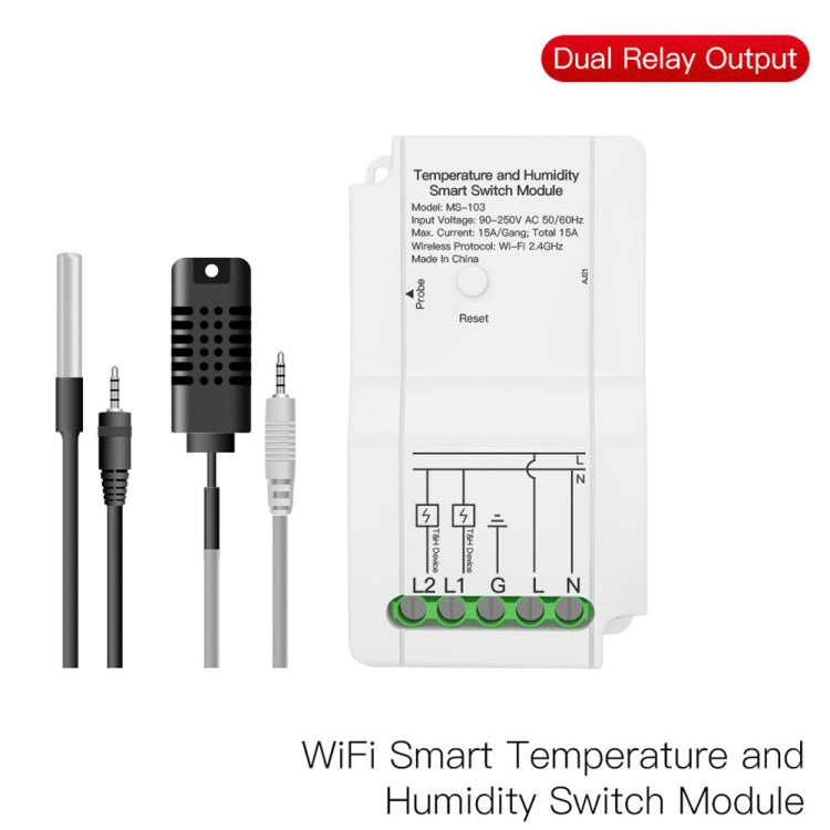 WiFi Switch Module+Temperature Probe Tuya Dual-way Temperature and Humidity Switch Timer Smart Switch - Smart Switch by PMC Jewellery | Online Shopping South Africa | PMC Jewellery