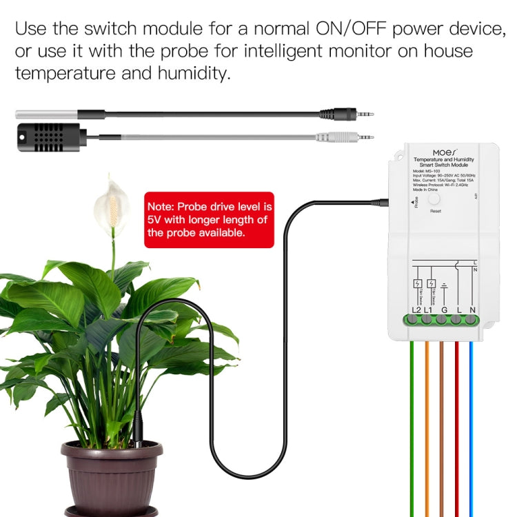 WiFi Switch Module+Temperature Probe Tuya Dual-way Temperature and Humidity Switch Timer Smart Switch - Smart Switch by PMC Jewellery | Online Shopping South Africa | PMC Jewellery