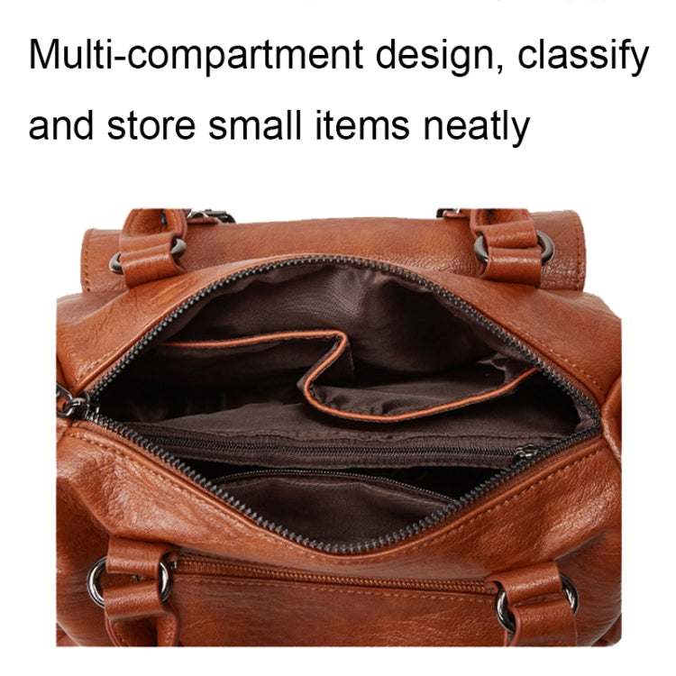 048 Pebbled Leather Multi-compartment Handbag Large Capacity Crossbody Shoulder Bag(Black) - Handbags by PMC TechLife | Online Shopping South Africa | PMC TechLife