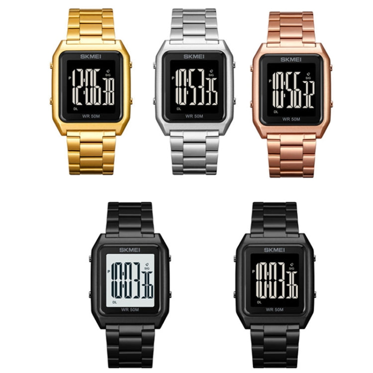 SKMEI 1879 Square Large Screen Men Steel Belt Multi-function EL Luminous Watch, Color: Silver - free shipping - PMC TechLife - Order now!