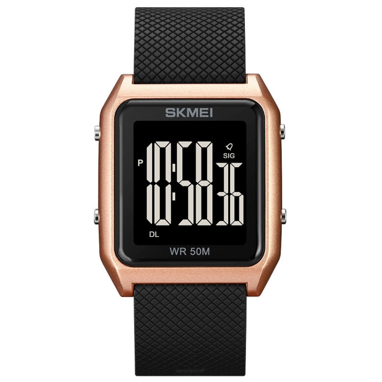 SKMEI 1866 Square Large Screen Men Steel Belt Multi-function Night Light Alarm Clock Watch(Rose Gold Black Machine) - free shipping - PMC TechLife - Order now!