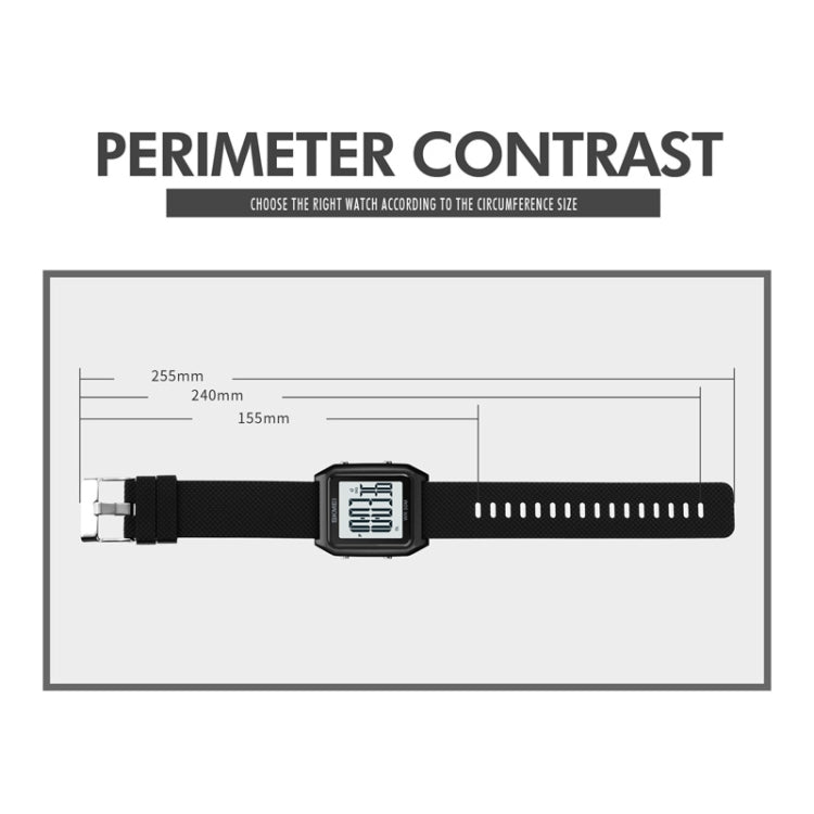 SKMEI 1866 Square Large Screen Men Steel Belt Multi-function Night Light Alarm Clock Watch(Gold Black Machine) - free shipping - PMC TechLife - Order now!