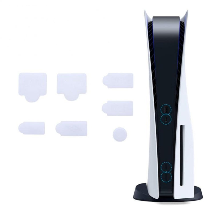 For PS5 2sets 7pcs/Set Dust Plug Silicone Dust Protector Anti-Dust Cover(White) - PS5 Spare Parts by PMC TechLife | Online Shopping South Africa | PMC TechLife | Buy Now Pay Later Mobicred