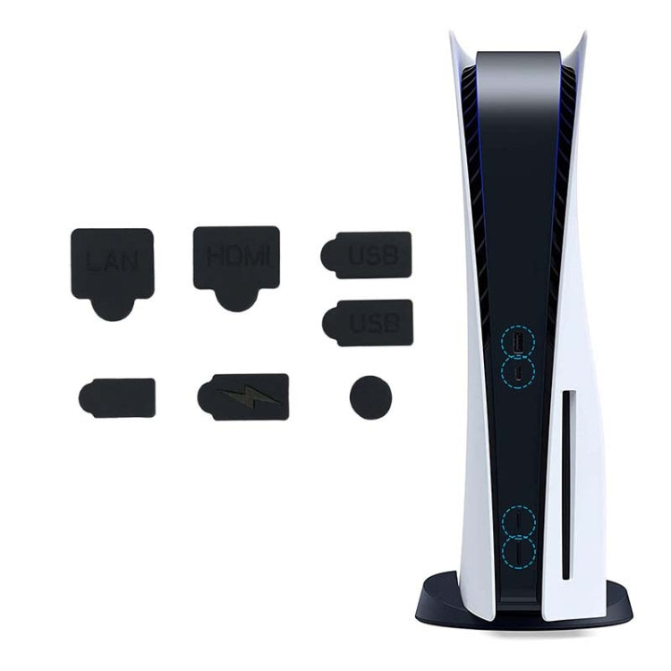For PS5 2sets 7pcs/Set Dust Plug Silicone Dust Protector Anti-Dust Cover(Black) - PS5 Spare Parts by PMC TechLife | Online Shopping South Africa | PMC TechLife | Buy Now Pay Later Mobicred