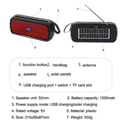 BAIJIALI SY-918 Solar Emergency Radio Read U Disk Large Volume Speaker LED Light Portable Player(Blue) - Radio Player by BAIJIALI | Online Shopping South Africa | PMC Jewellery | Buy Now Pay Later Mobicred