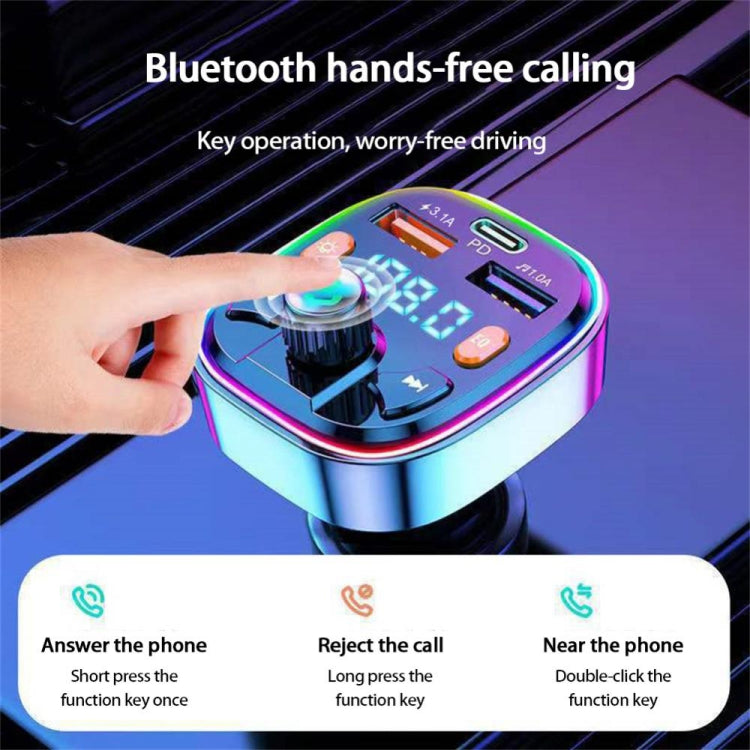 Q5 3.1A USB+PD Bluetooth Car Charger Car FM Transmitter Colorful Lighting - Bluetooth Car Kits by PMC Jewellery | Online Shopping South Africa | PMC Jewellery | Buy Now Pay Later Mobicred