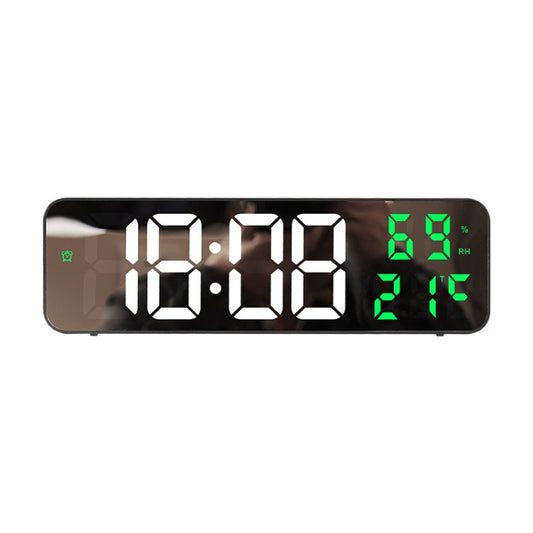 671  Mirror Screen Digital LED Alarm Clock USB Plug-in/Battery Dual-use With Temperature/Humidity Display(Black Shell White Green) - Alarm Clocks by PMC Jewellery | Online Shopping South Africa | PMC Jewellery