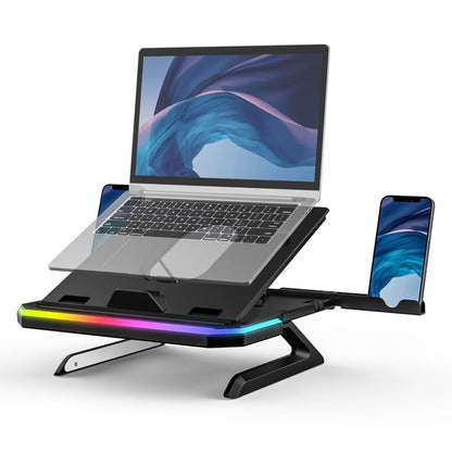 Laptop Stand with RGB Lighting 9-Level Adjustable Notebook Stand(Black) - Laptop Stand by PMC Jewellery | Online Shopping South Africa | PMC Jewellery | Buy Now Pay Later Mobicred