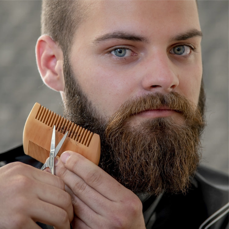 TW-BC90 Beard Wooden Comb Beard Shape Double-Sided Comb With PU Leather Case - Hair Trimmer by PMC Jewellery | Online Shopping South Africa | PMC Jewellery