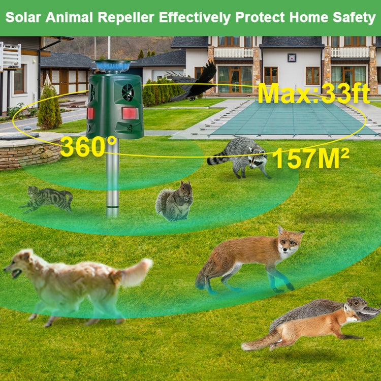 SK698 Solar Powered Animal Repeller 360 Degree Strobe Light Bird Repeller Ultrasonic Rat Repeller(Green) - Outdoor Insect Repellent by PMC Jewellery | Online Shopping South Africa | PMC Jewellery | Buy Now Pay Later Mobicred