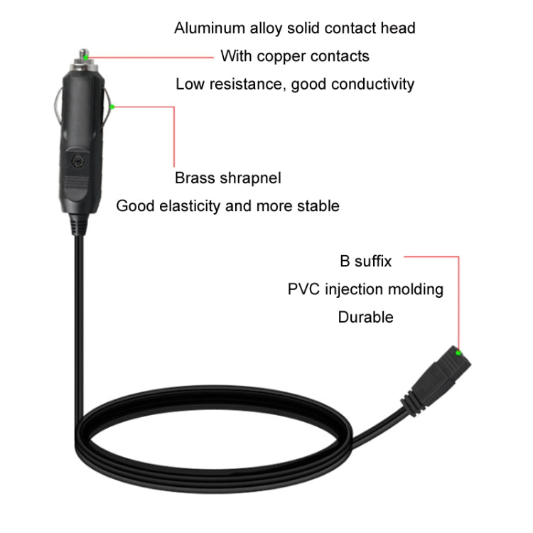 12V/24V Car Refrigerator Cable B Suffix Cigarette Lighter Plug Power Cord, Length: 2m Without Switch - Refrigerators by PMC Jewellery | Online Shopping South Africa | PMC Jewellery