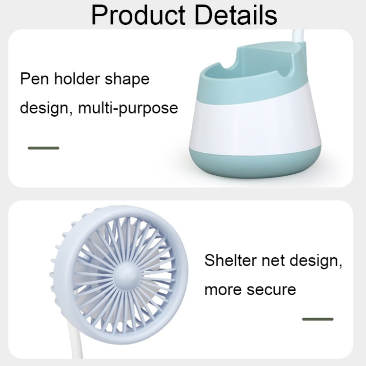 276A USB Charging Desktop Pen Holder Fan with Phone Holder Function Dormitory Portable Fan(Blue) - Electric Fans by PMC TechLife | Online Shopping South Africa | PMC TechLife | Buy Now Pay Later Mobicred