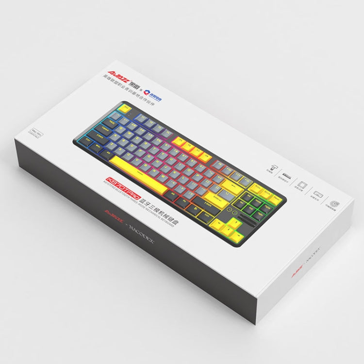 Ajazz K870T Pro 87 Keys Three Mode Wireless/Bluetooth/Wired Pluggable RGB Mechanical Keyboard Red Shaft (Black) - free shipping - PMC Jewellery - Order now!