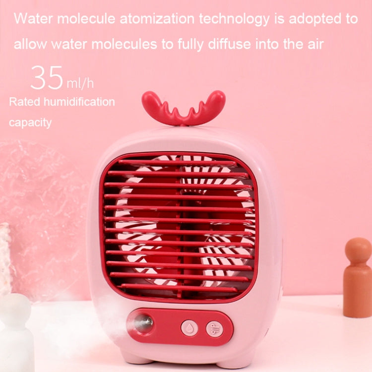 1315 Spray Humidification Hydrating Cartoon Fan USB Charging Desktop Fan(Deer Green) - Electric Fans by PMC Jewellery | Online Shopping South Africa | PMC Jewellery | Buy Now Pay Later Mobicred