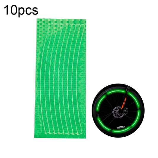 10pcs Reflective Stickers For Bicycle Rims Riding Equipment Accessories(Green) - Decorative Accessories by PMC Jewellery | Online Shopping South Africa | PMC Jewellery | Buy Now Pay Later Mobicred