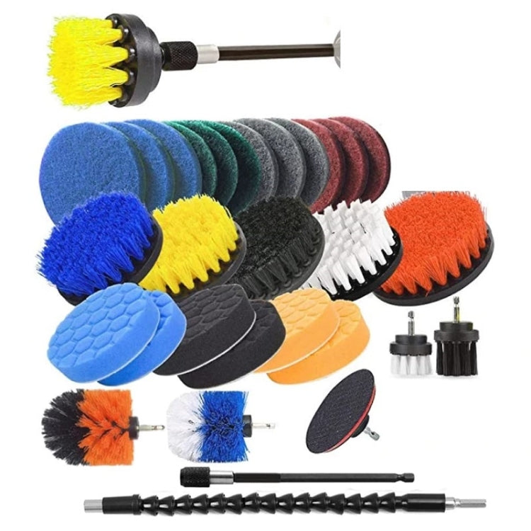 31pcs/set Electric Drill Brush Kitchen Bathroom Wall Cleaning Set(Yellow) - Sponges, Cloths & Brushes by PMC TechLife | Online Shopping South Africa | PMC TechLife | Buy Now Pay Later Mobicred