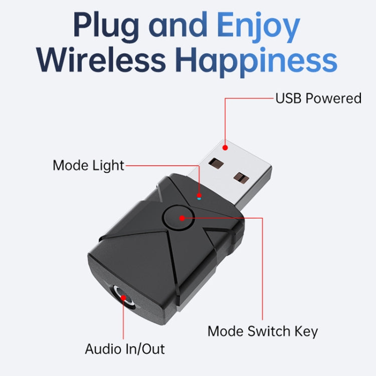 M137 5 in 1 Car USB Bluetooth 5.2 Receiver Transmitter - Bluetooth Adapters by PMC Jewellery | Online Shopping South Africa | PMC Jewellery | Buy Now Pay Later Mobicred