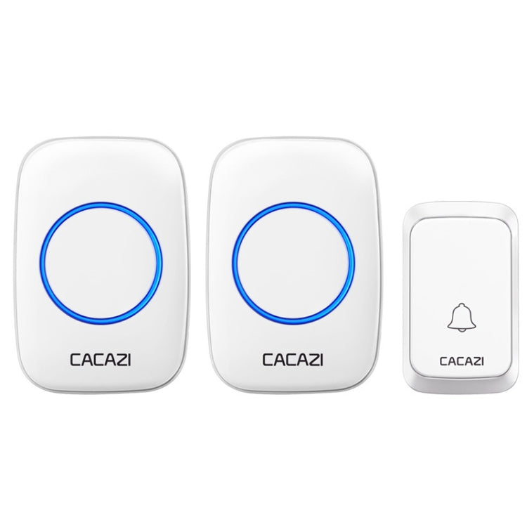 CACAZI A06-DC 1 to 2 Battery Smart Home Wireless Waterproof Doorbell(White) - Wireless Doorbell by CACAZI | Online Shopping South Africa | PMC Jewellery