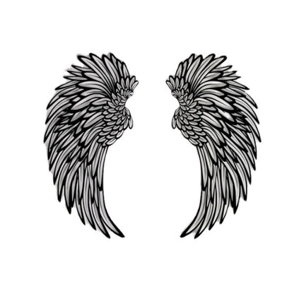 1pair 30cm Double Sided Black Engraved Metal LED Angel Wings Wall Hanging Decoration With Lights - Ornaments by PMC Jewellery | Online Shopping South Africa | PMC Jewellery