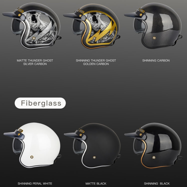 SOMAN Motorcycle Four Seasons Carbon Fiber Half Helmet, Color: FRP Pearl White(XXL) - Helmets by SOMAN | Online Shopping South Africa | PMC Jewellery | Buy Now Pay Later Mobicred