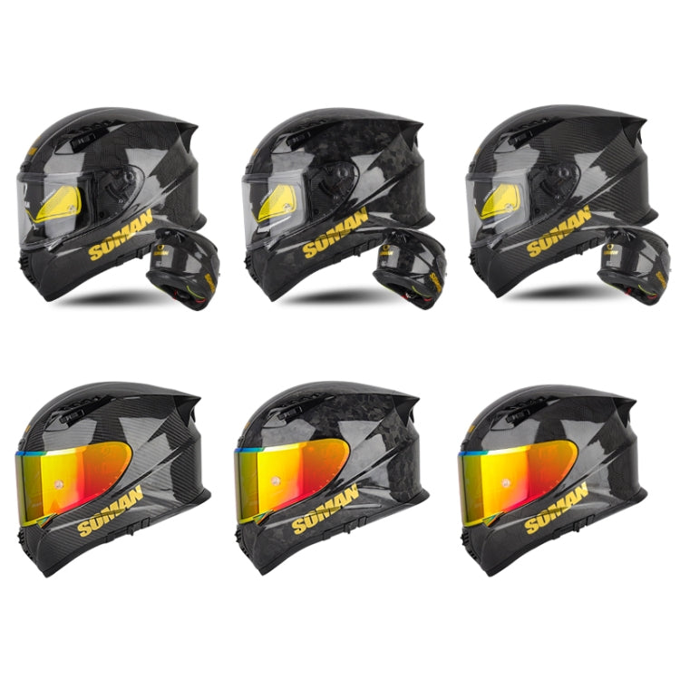 SOMAN Motorcycle Carbon Fiber Double Lens Thermal Safety Helmet, Size: XXL(Snake Carbon Fiber) - Helmets by SOMAN | Online Shopping South Africa | PMC Jewellery | Buy Now Pay Later Mobicred