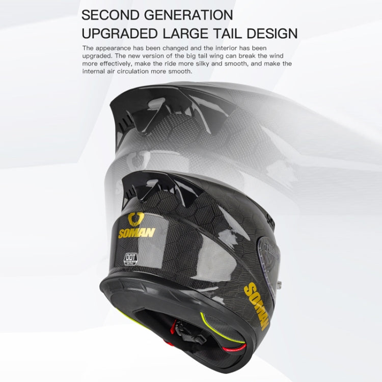 SOMAN Motorcycle Carbon Fiber Double Lens Thermal Safety Helmet, Size: XXL(Snake Carbon Fiber REVO) - Helmets by SOMAN | Online Shopping South Africa | PMC Jewellery | Buy Now Pay Later Mobicred