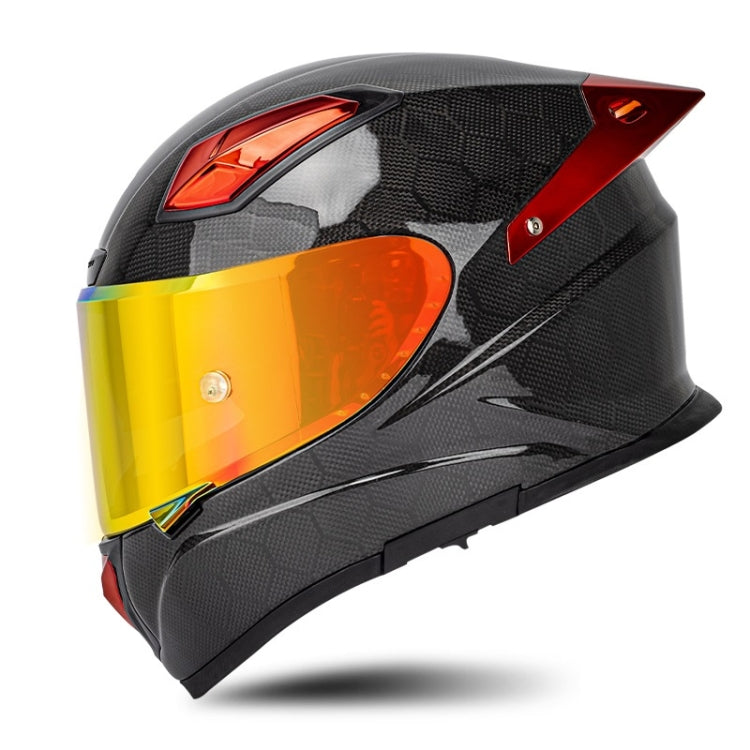 SOMAN Four Seasons Full Cover Motorcycle Helmet, Size: M(Snake Carbon Fiber Red) - Helmets by SOMAN | Online Shopping South Africa | PMC Jewellery | Buy Now Pay Later Mobicred
