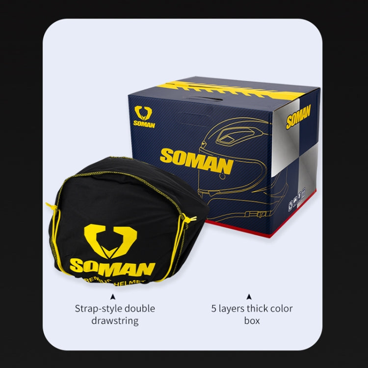 SOMAN Four Seasons Full Cover Motorcycle Helmet, Size: XXL(Snake Carbon Fiber Gold) - Helmets by SOMAN | Online Shopping South Africa | PMC Jewellery | Buy Now Pay Later Mobicred