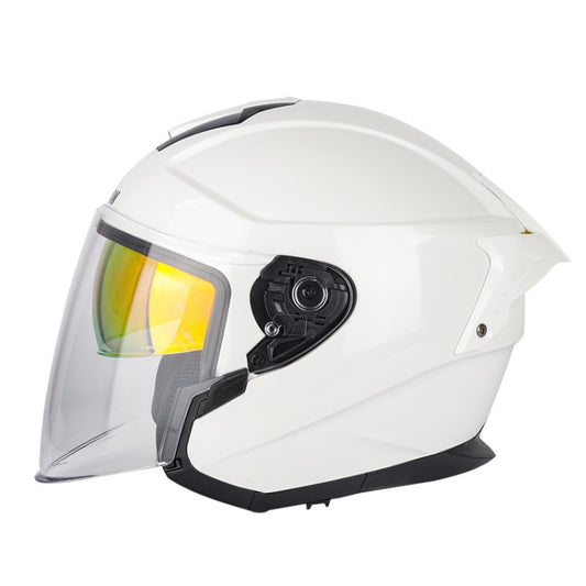 SOMAN Motorcycle Electric Bicycle Dual Lens Riding Helmet, Size: XXL(Pearl White) - Helmets by SOMAN | Online Shopping South Africa | PMC Jewellery | Buy Now Pay Later Mobicred