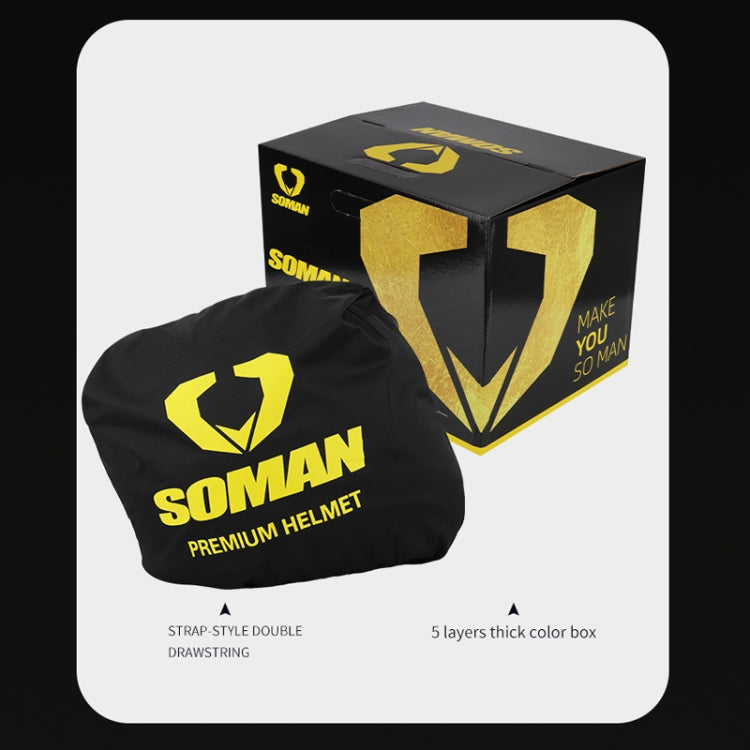 SOMAN Motorcycle Electric Bicycle Dual Lens Riding Helmet, Size: S(Bright Back) - Helmets by SOMAN | Online Shopping South Africa | PMC Jewellery | Buy Now Pay Later Mobicred