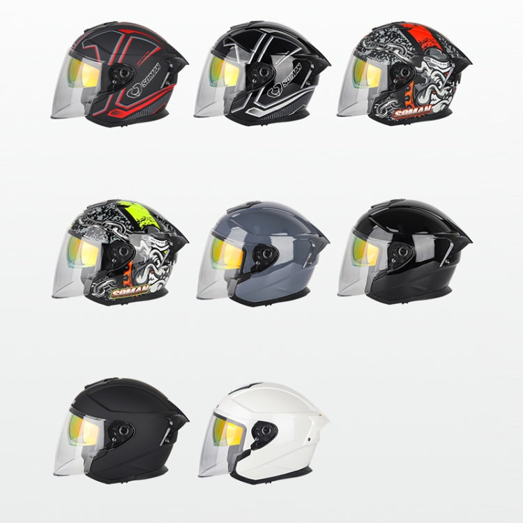 SOMAN Motorcycle Electric Bicycle Dual Lens Riding Helmet, Size: S(Black Silver) - free shipping - PMC TechLife - Order now!