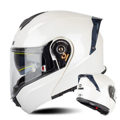 SOMAN Racing Motorcycle Double Lens Riding Safety Helmet, Size: L(Pearl White) - Helmets by SOMAN | Online Shopping South Africa | PMC Jewellery | Buy Now Pay Later Mobicred