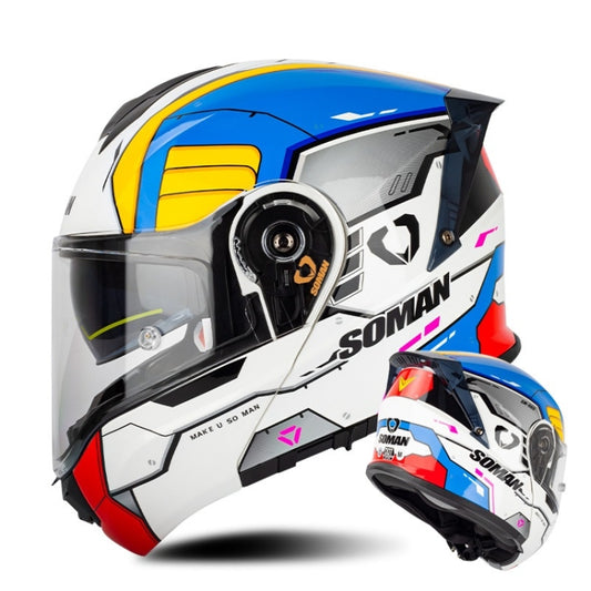 SOMAN Racing Motorcycle Double Lens Riding Safety Helmet, Size: XXL(Mobile Suit) - Helmets by SOMAN | Online Shopping South Africa | PMC Jewellery | Buy Now Pay Later Mobicred