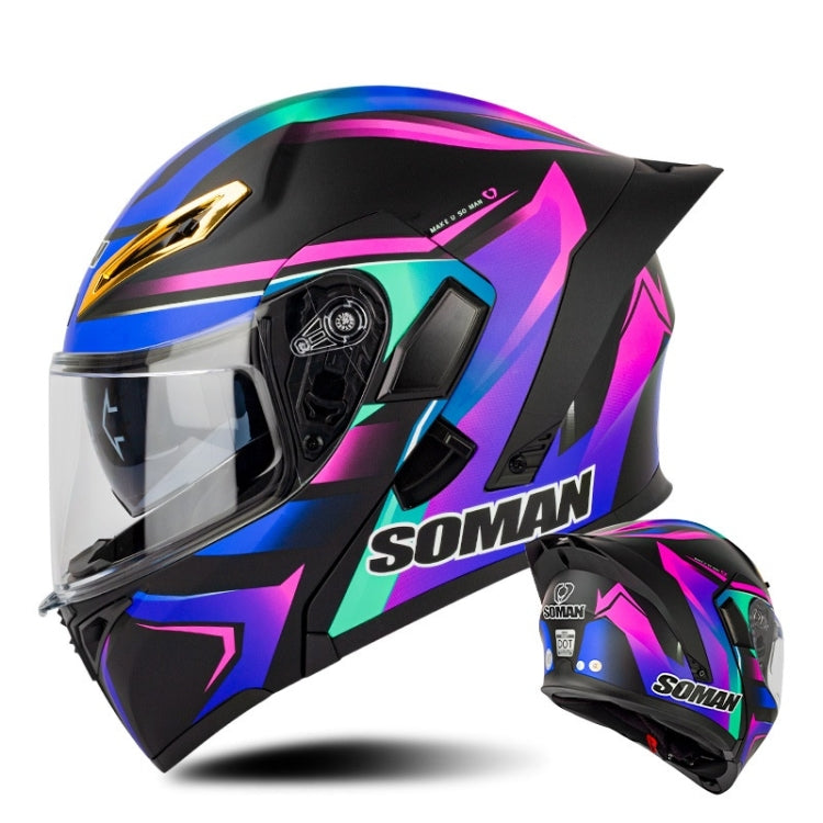 SOMAN Motorcycle Dual Lens Riding Peel-Off Full Coverage Helmet, Size: S(Sapphire Vision) - free shipping - PMC TechLife - Order now!