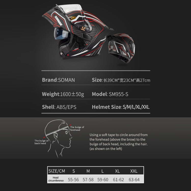 SOMAN Motorcycle Dual Lens Riding Peel-Off Full Coverage Helmet, Size: XL(Red Gray Vision) - free shipping - PMC TechLife - Order now!