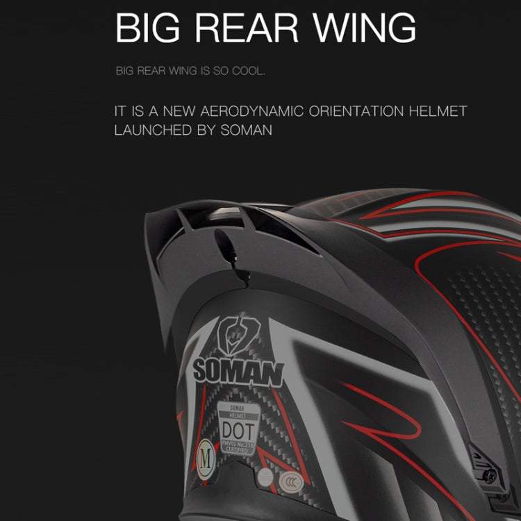 SOMAN Motorcycle Dual Lens Riding Peel-Off Full Coverage Helmet, Size: M(Red Gray Vision) - free shipping - PMC TechLife - Order now!