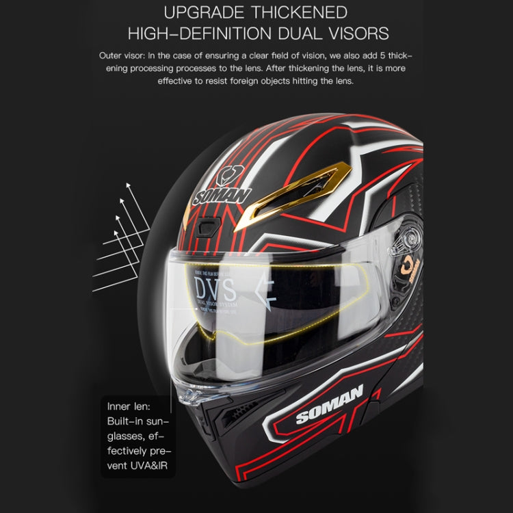 SOMAN Motorcycle Dual Lens Riding Peel-Off Full Coverage Helmet, Size: S(Black Fluorescent Yellow Spark) - free shipping - PMC TechLife - Order now!
