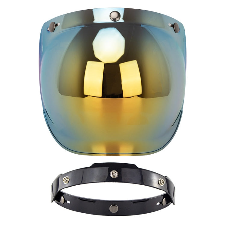 Motorcycle Helmet Three-Button Windproof Lens With Bracket(Gold) - Helmets by PMC Jewellery | Online Shopping South Africa | PMC Jewellery | Buy Now Pay Later Mobicred