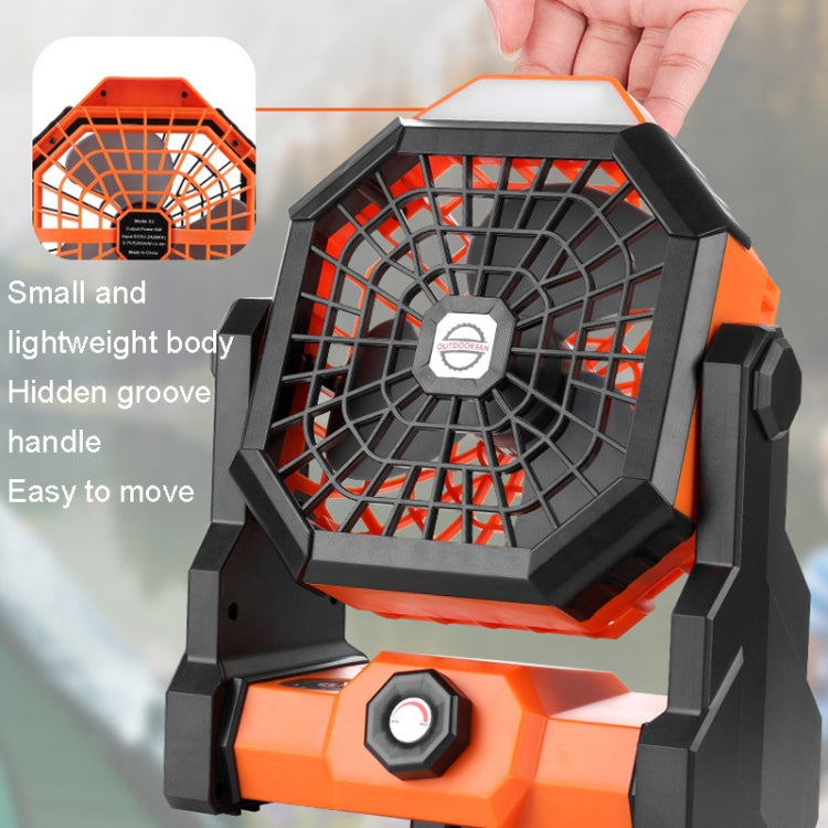 Outdoor Infinitely Variable Speed Portable Large Wind Charging Camping Lighting Fan(Black Orange) - Electric Fans by PMC Jewellery | Online Shopping South Africa | PMC Jewellery | Buy Now Pay Later Mobicred