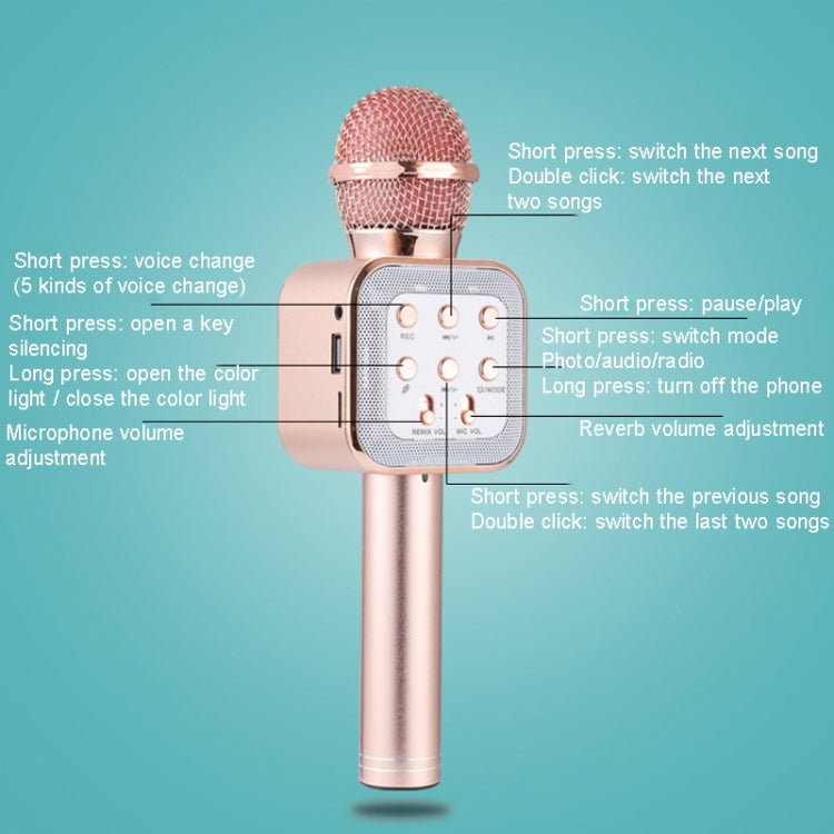 WS-1818 LED Light Flashing Microphone Self-contained Audio Bluetooth Wireless Microphone(Pink) - Microphone by PMC Jewellery | Online Shopping South Africa | PMC Jewellery | Buy Now Pay Later Mobicred