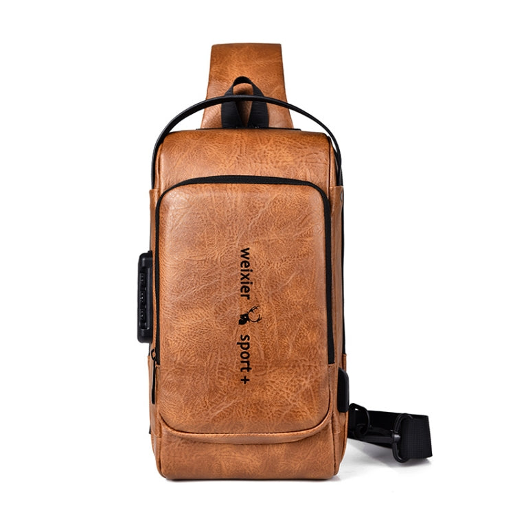 WEIXIER X318 Single Shoulder Crossbody Male Waterproof Anti-Theft Small Backpack(Light Brown) - free shipping - PMC TechLife - Order now!