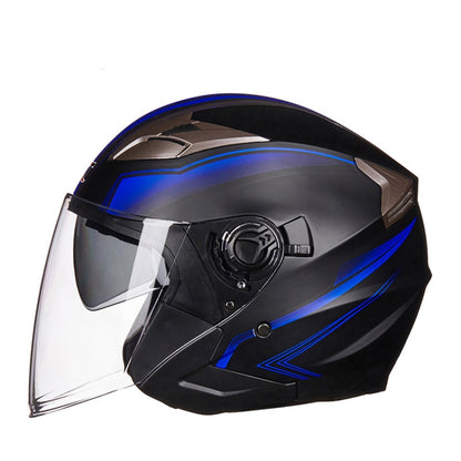 GXT 708 Electric Vehicle Dual Lens Helmet Four Seasons Safety Helmet, Size: XL(Matt Black Blue) - Helmets by GXT | Online Shopping South Africa | PMC Jewellery | Buy Now Pay Later Mobicred