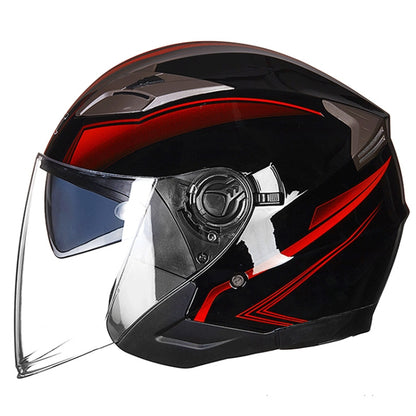 GXT 708 Electric Vehicle Dual Lens Helmet Four Seasons Safety Helmet, Size: M(Bright Black Red) - Helmets by GXT | Online Shopping South Africa | PMC Jewellery | Buy Now Pay Later Mobicred