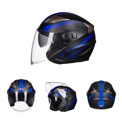 GXT 708 Electric Vehicle Dual Lens Helmet Four Seasons Safety Helmet, Size: XL(Bright Black Gray) - Helmets by GXT | Online Shopping South Africa | PMC Jewellery | Buy Now Pay Later Mobicred