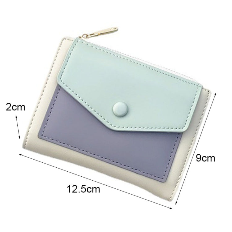 PU Leather Short Color Matching Folding Wallet Mini Portable Wallet(Blue) - Wallets by PMC Jewellery | Online Shopping South Africa | PMC Jewellery