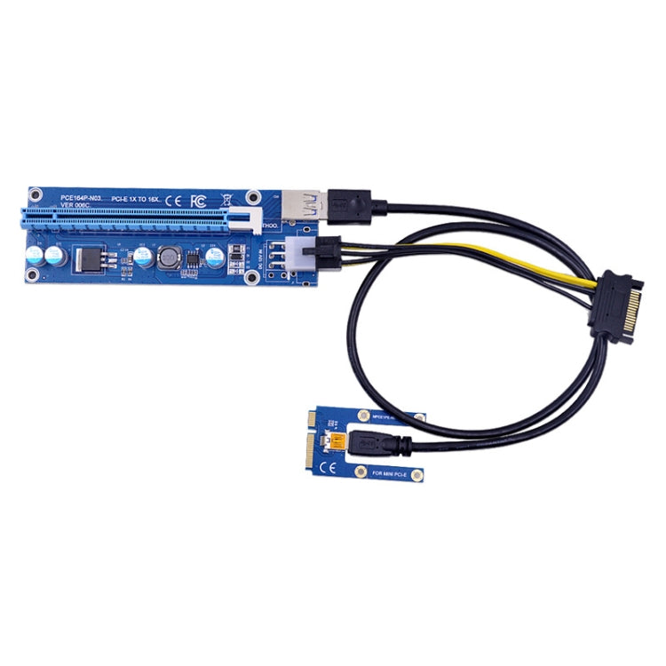 PCE164P-N03 VER006C Mini PCI-E 1X To 16X Riser For Laptop External Image Card, Spec: Blue Board 6pin - Add-on Cards by PMC Jewellery | Online Shopping South Africa | PMC Jewellery