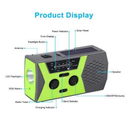 AM/FM/NoAA 2000mAh Emergency Radio Portable Hand Crank Solar Powered Radio(Green) - Radio Player by PMC Jewellery | Online Shopping South Africa | PMC Jewellery | Buy Now Pay Later Mobicred